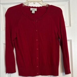 LOFT Women's Vibrant Red Cardigan